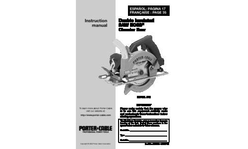 Porter-Cable Saw 345 User Manual