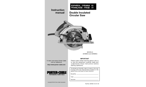 Porter-Cable Saw 324MAG User Manual