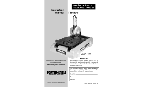 Porter-Cable Saw 1500 User Manual