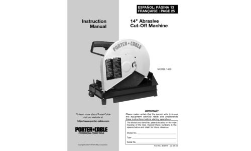 Porter-Cable Saw 1400 User Manual