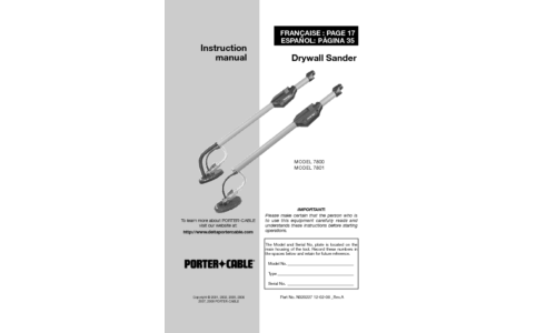 Porter-Cable Sander N020227 User Manual