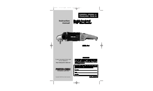 Porter-Cable Sander 7414 User Manual