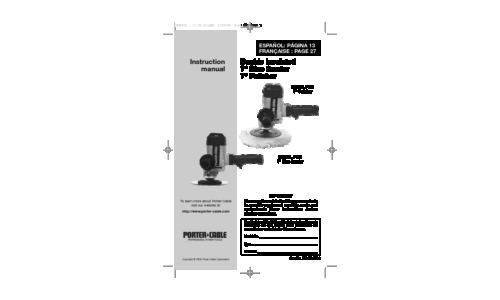 Porter-Cable Sander 7401 User Manual