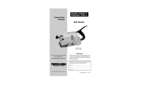 Porter-Cable Sander 504 User Manual