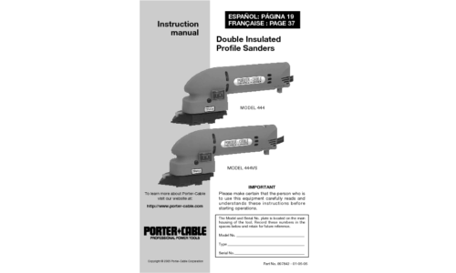 Porter-Cable Sander 444vs User Manual