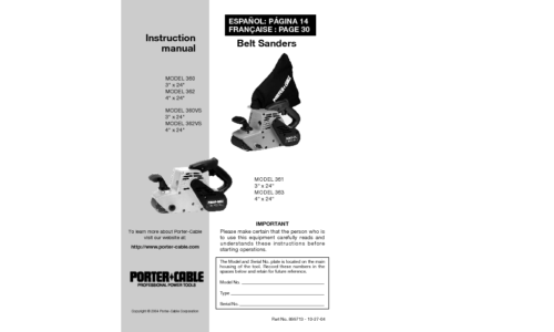 Porter-Cable Sander 360VS User Manual