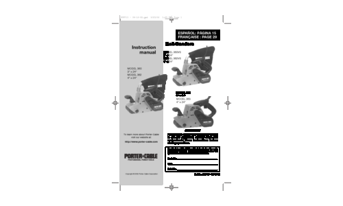 Porter-Cable Sander 360 User Manual