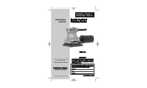 Porter-Cable Sander 340 User Manual