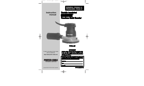 Porter-Cable Sander 335 User Manual