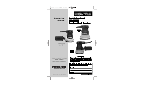 Porter-Cable Sander 333 User Manual