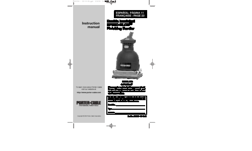 Porter-Cable Sander 330 User Manual