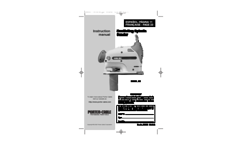 Porter-Cable Sander 121 User Manual