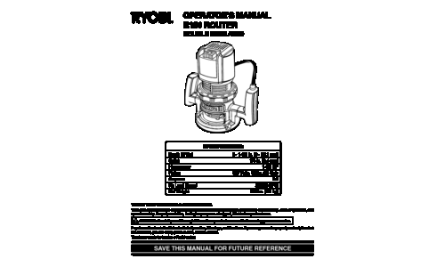 Porter-Cable Router R161 User Manual