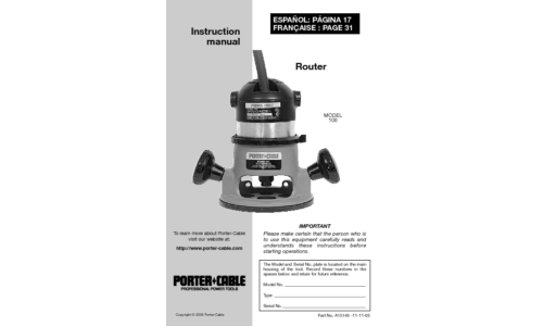 Porter-Cable Router A15149 User Manual