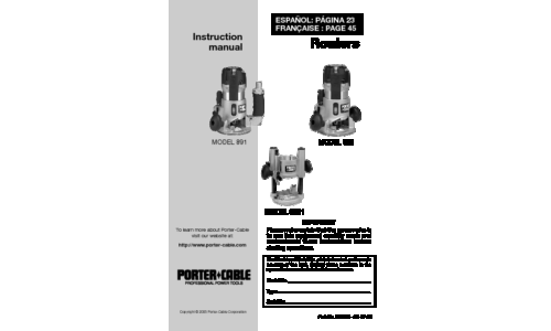 Porter-Cable Router 891 User Manual