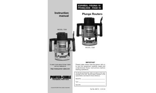 Porter-Cable Router 7538 User Manual