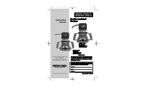 Porter-Cable Router 7518 User Manual