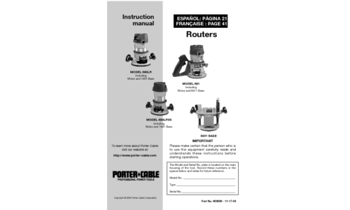 Porter-Cable Router 690LRVS User Manual