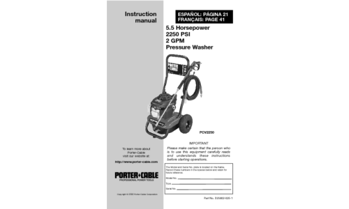 Porter-Cable Pressure Washer PCV2250 User Manual