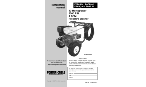 Porter-Cable Pressure Washer D25805-025-1 User Manual