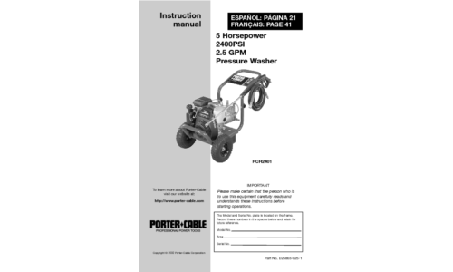 Porter-Cable Pressure Washer D25803-025-1 User Manual