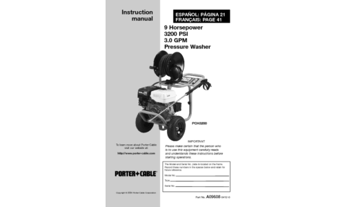 Porter-Cable Pressure Washer A09608-0412-0 User Manual