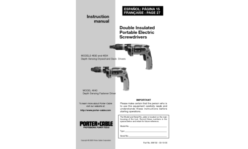 Porter-Cable Power Screwdriver 4630 User Manual