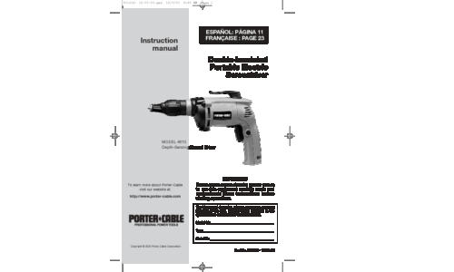 Porter-Cable Power Screwdriver 4610 User Manual