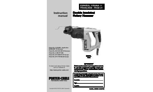 Porter-Cable Power Hammer 7765 User Manual