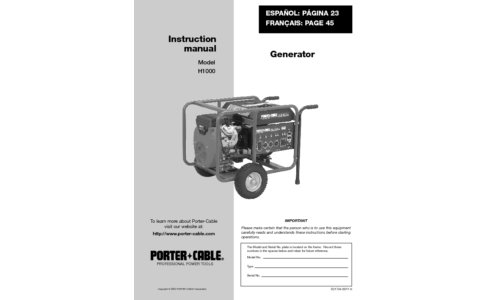 Porter-Cable Portable Generator H1000 User Manual