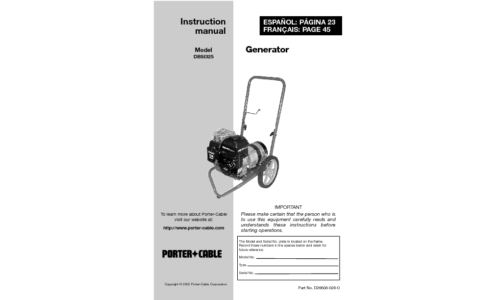 Porter-Cable Portable Generator DBSI325 User Manual