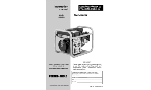 Porter-Cable Portable Generator D29851-038-0 User Manual