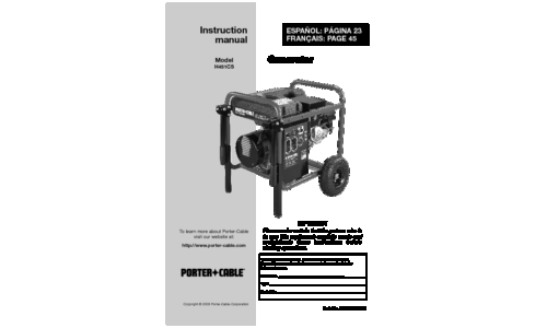 Porter-Cable Portable Generator D29833-038-0 User Manual