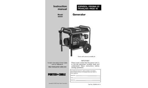 Porter-Cable Portable Generator D28362-031-0 User Manual