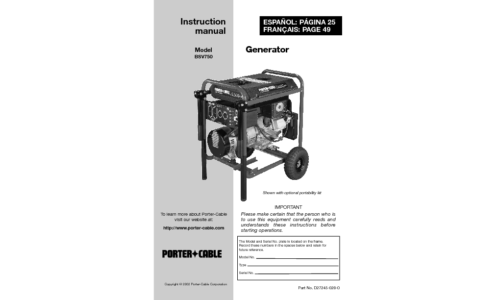 Porter-Cable Portable Generator D27245-028-0 User Manual