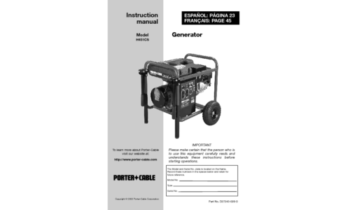 Porter-Cable Portable Generator D27243-028-0 User Manual