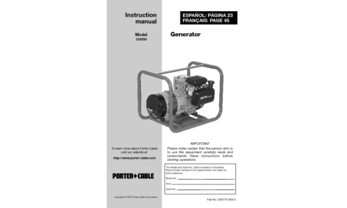 Porter-Cable Portable Generator D26779-028-0 User Manual