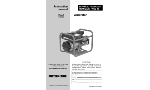 Porter-Cable Portable Generator D26729-028-0 User Manual