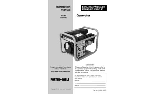 Porter-Cable Portable Generator CH350IS User Manual