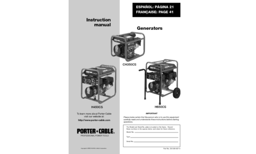 Porter-Cable Portable Generator CH350CS User Manual