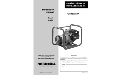 Porter-Cable Portable Generator CH250 User Manual