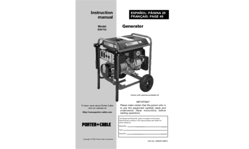 Porter-Cable Portable Generator BSV750 User Manual