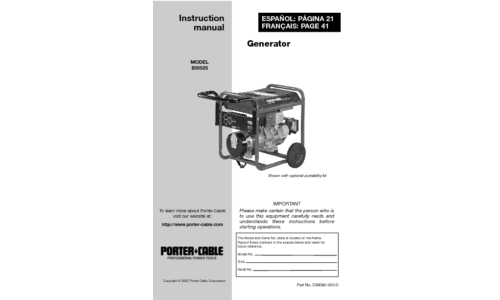 Porter-Cable Portable Generator BSI525 User Manual