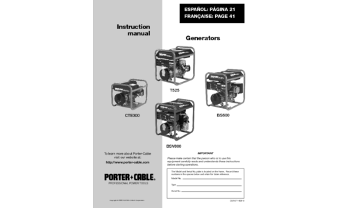 Porter-Cable Portable Generator BS600 User Manual