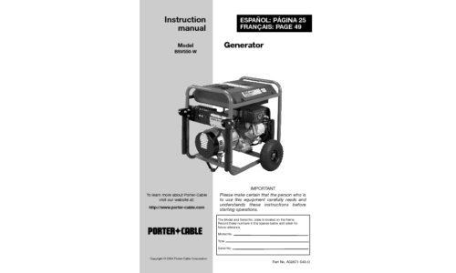 Porter-Cable Portable Generator A02871-043-0 User Manual