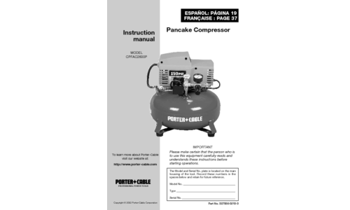 Porter-Cable Pancake Compressor CPFAC2600P User Manual