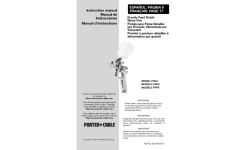 Porter-Cable Paint Sprayer PSH2 User Manual