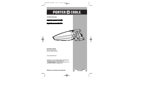 Porter-Cable PC1800HV User Manual