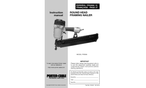 Porter-Cable Nail Gun FR350A User Manual