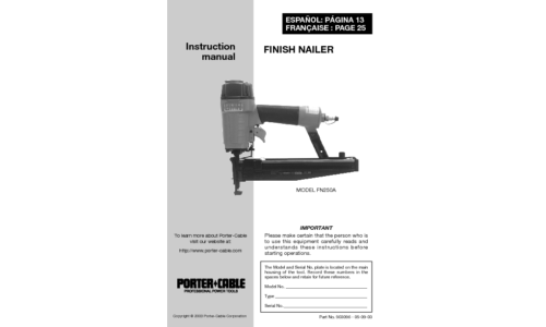 Porter-Cable Nail Gun FN250A User Manual